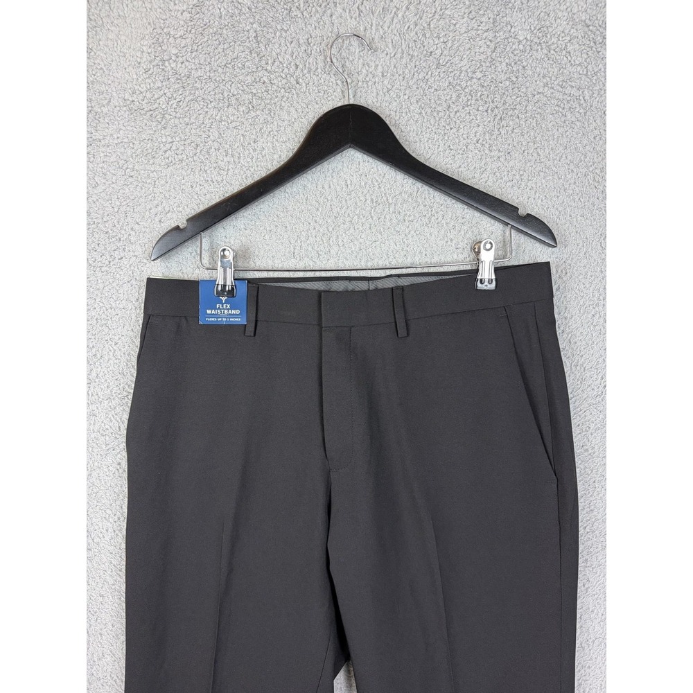 Kenneth Cole Reaction Dress Pants Mens 34x32 Black Slim Fit Stretch Techni-Cole